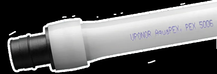 Uponor AquaPEX tubing with an expansion fitting, from our Irvine guide: Navien Tankless Water Heater Installation for Irvine Homes