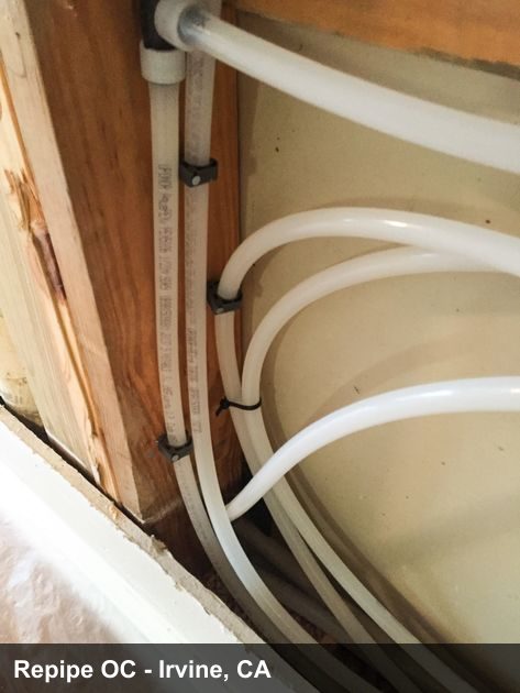 Wall access and water line replacement photo for Irvine repipe estimates
